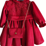 Abito luxury di pizzo con borsetta coordinata INCLUSA color rosso