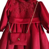 Abito luxury di pizzo con borsetta coordinata INCLUSA color rosso