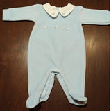 Tutina ciniglia celeste con fiocchetti a rilievo