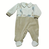 Tutina ciniglia beige stile salopette