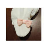 Tutina ciniglia luxury colorpanna con scritta con brillantini , inserti e fiocco brillantinato in satin