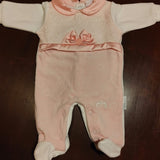 Tutina ciniglia luxury color pesca con corpino brillantinato e fiocco in satin