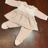 Clinico ciniglia 2 pezzi  luxury panna e rosa con pizzo