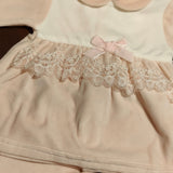 Clinico ciniglia 2 pezzi  luxury panna e rosa con pizzo