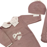 SET DI 4 PZ. lana color cipolla ricamato