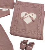 SET DI 4 PZ. lana color cipolla ricamato