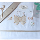 Set lenzuolino per lettino  con orsetto beige