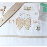 Set lenzuolino per lettino  con orsetto beige