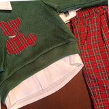 Klaiadi' completo con maglioncino verde e pantalone scozzese