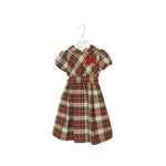 abito in tartan manica corta  per bambina con fiocco rosso di velluto 