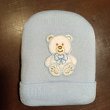 Cappellino / cuffietta con orsetto celeste