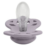 ciuccio simmetrico in silicone di colore viola bibs