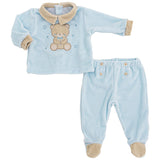 Clinico due pezzi con orsetto e stelline beige e celeste