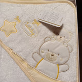 Accappatoio a triangolo di spugna giallo con orsetti e stellina