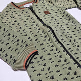 Dirkje  tuta con zip verde con microfantasia nera cod.48713