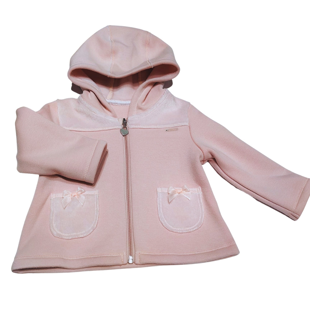 giacchina da neonata gymp in felpa rosa con tasche esterne con fiocchetti