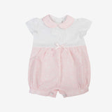 Pagliaccetto bianco e  rosa con effetto pizzo san gallo