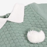 SET DI 4 PZ. misto lana verde con pon pon