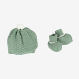 SET DI 4 PZ. misto lana verde con pon pon