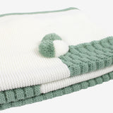 SET DI 4 PZ. misto lana verde con pon pon