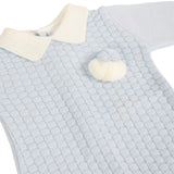 SET DI 4 PZ. misto lana celeste con pon pon