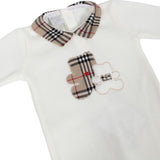 CUORICINO MIO  tutina corredino in lana   del tema " orsetto stile Burberry"