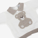 Klaiadì clinico due pezzi  del tema corredino bianco e tortora misto lana teddy