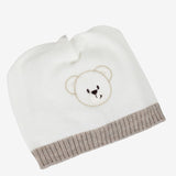 Klaiadì corredino completo cappellino e babbucce  del tema bianco e tortora teddy