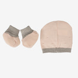 Klaiadì corredino completo cappellino e babbucce  del tema lana pesca microfloreale