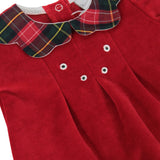 Klaiadì Tutina ciniglia rossa e in tartan con roselline