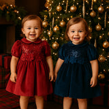 Klaiadì abito blu in velluto con paiettes Blu