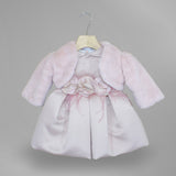 KLAIADI'  abito battesimale rosa con pelliccetta INCLUSA