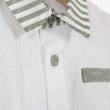Klaiadì completo  neonato due pezzi con camicia con colletto a righe e bermuda in  cotone e  lino