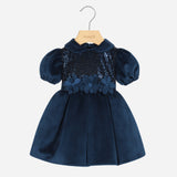 Klaiadì abito blu in velluto con paiettes Blu