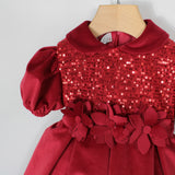 Klaiadì abito rosso in velluto con paiettes ROSSE