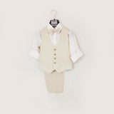 Klaiadì completo  interamente di lino con gilet col.beige chiaro