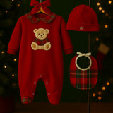 Klaiadì Tutina ciniglia in tartan con orsetto