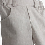 Klaiadì completo  neonato due pezzi con camicia con colletto a righe e bermuda in  cotone e  lino beige