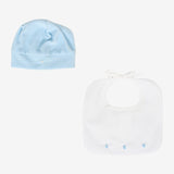 Klaiadì corredino completo bavetta e cappellino tema fiorellino celeste