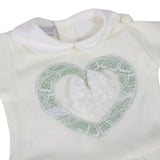 CUORICINO MIO cappellino panna e verde salvia con cuoricini