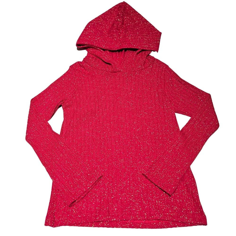 maglia a manica lunga in lurex corallo per ragazza