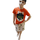 Street Monkey completo due pezzi arancio e panna con palme cod. 245054-51
