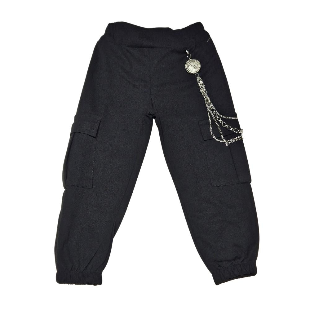 pantalone nero con catenella per bambina