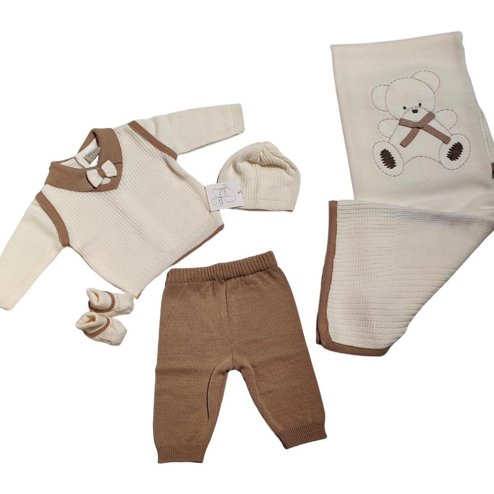 set prima nascita panna e beige per neonato prime emozioni