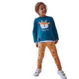 Street Monkey completo due pezzi  di caldo cotone blu e arancio con cerbiatto  con fiocco cod. 343014