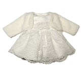 Klaiadì abito battesimale di pizzo con BOLERINO PELLICCIA INCLUSA