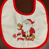 Bavetta natalizia con babbo natale ricamato e scritta