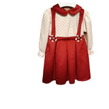 Abito di velluto  stile salopette rossa a pois