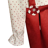 Abito di velluto  stile salopette rossa a pois