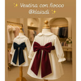 Klaiadì Abito luxury con fiocco di velluto bordeaux